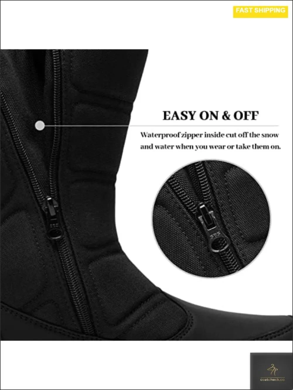 Men's Waterproof Snow Boots Mid-Calf Zipper Winter Outdoor Lightweight Non-Slip